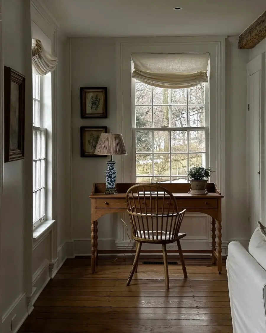 Serene corner desk with natural light