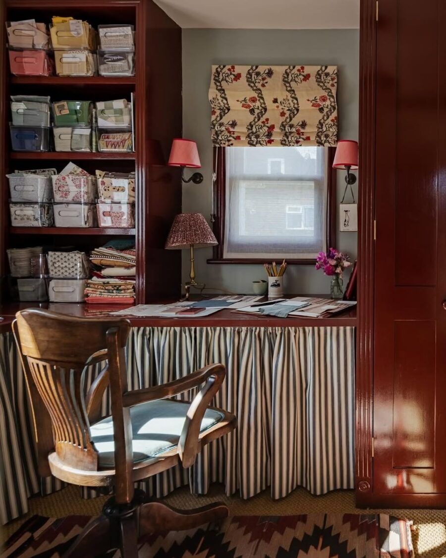 Charming vintage corner desk setup