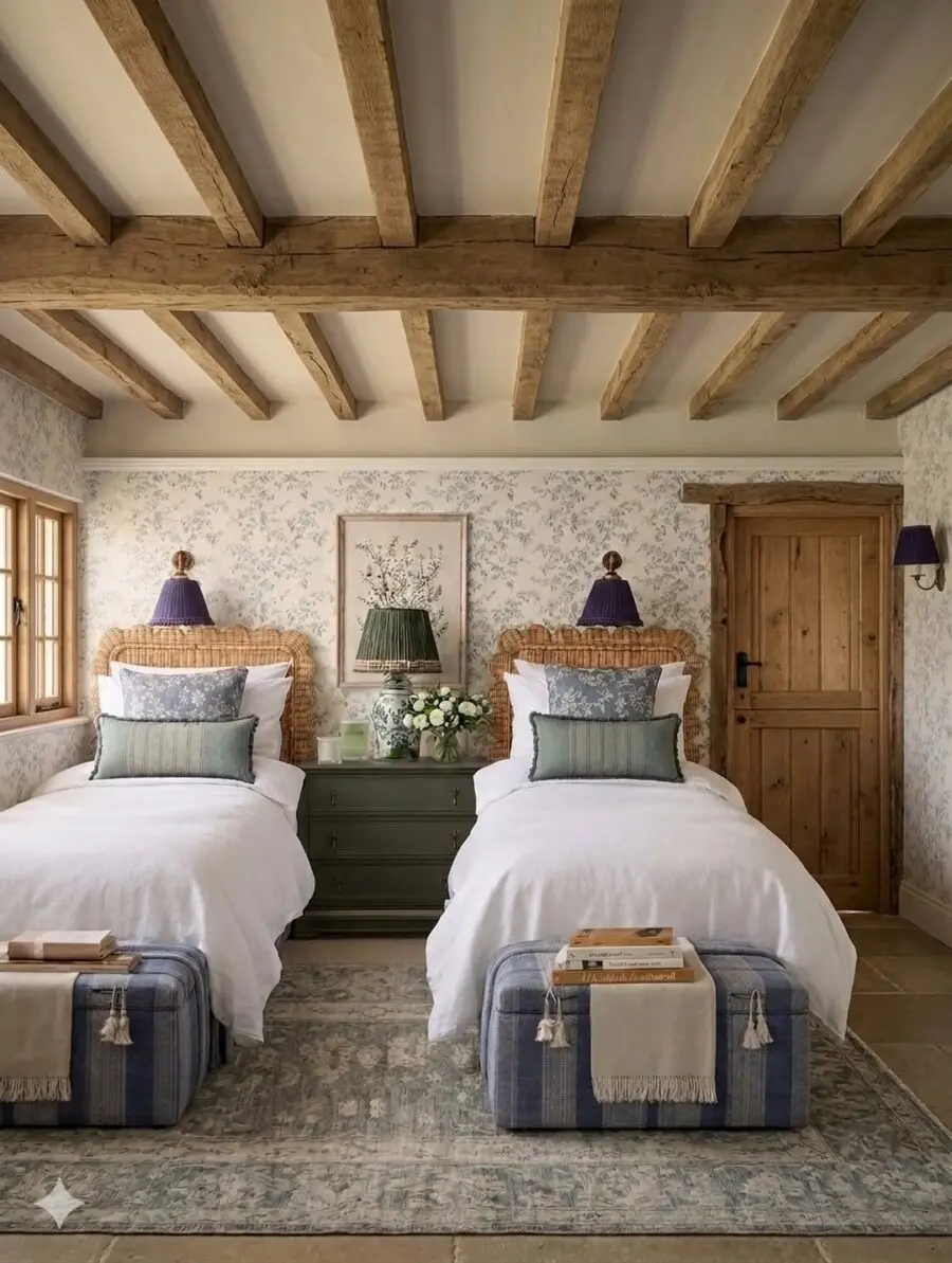 Charming cottage bedroom with rustic elegance