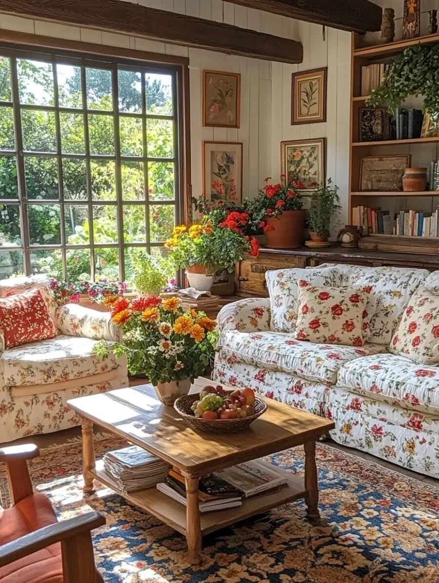 Charming floral accents in a cozy living space