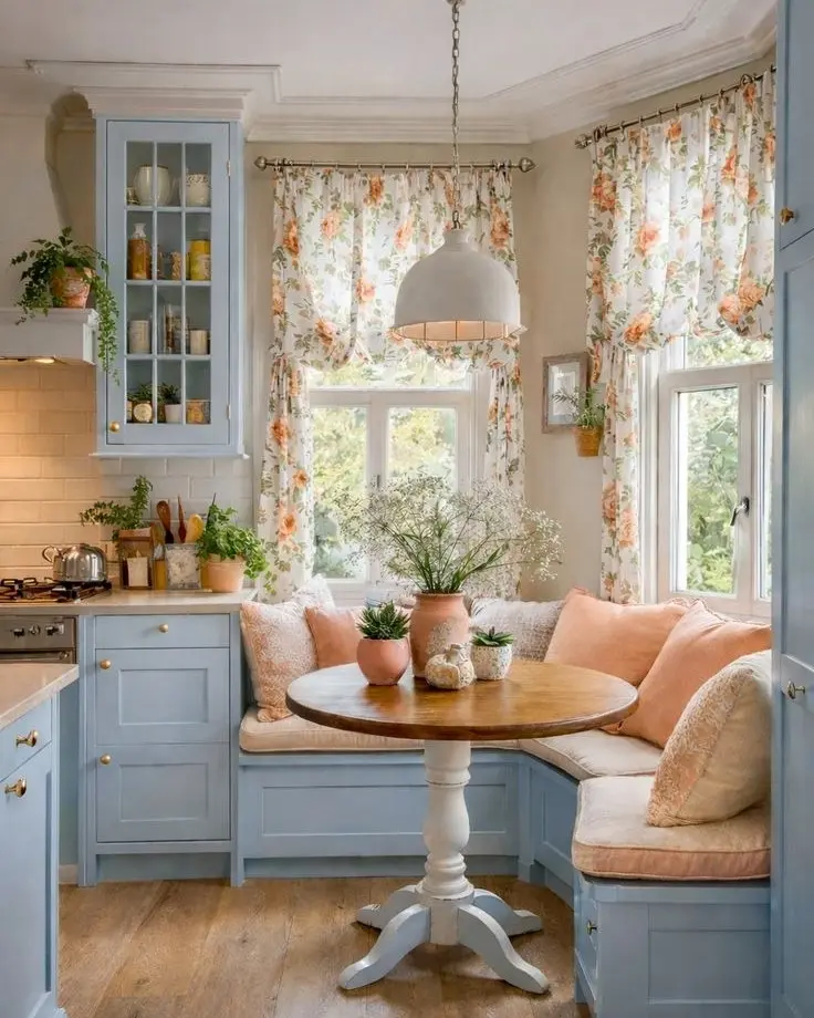 Charming cottage kitchen with cozy seating area