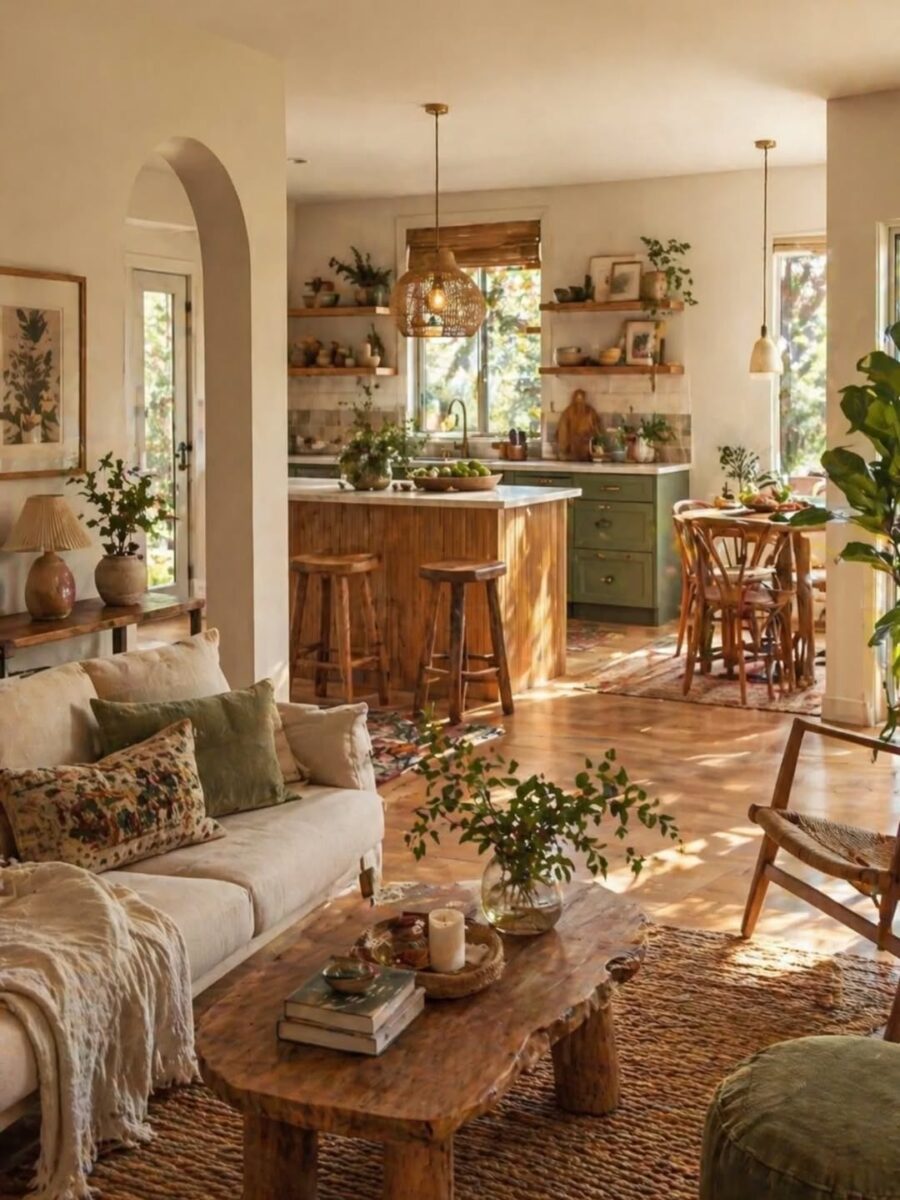 Warm and inviting cottage-style living room decor