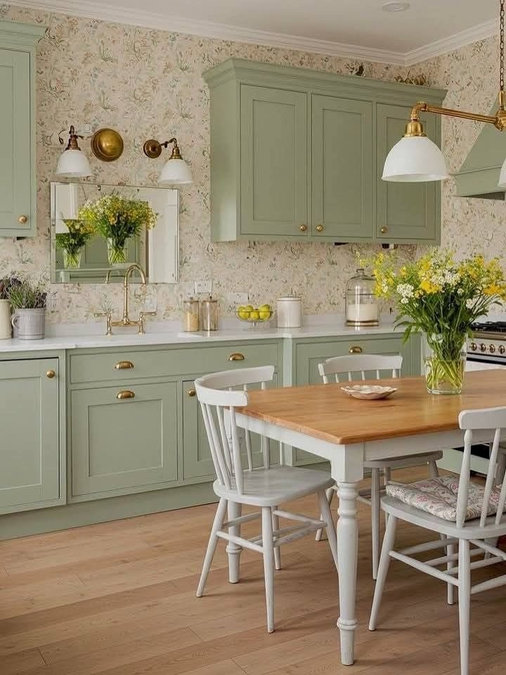 Charming Mint Green Cottage Kitchen Decor