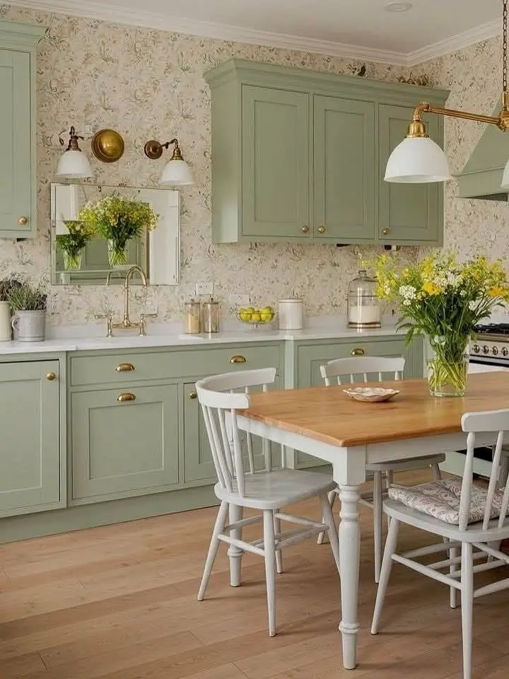 Charming Mint Green Cottage Kitchen Decor