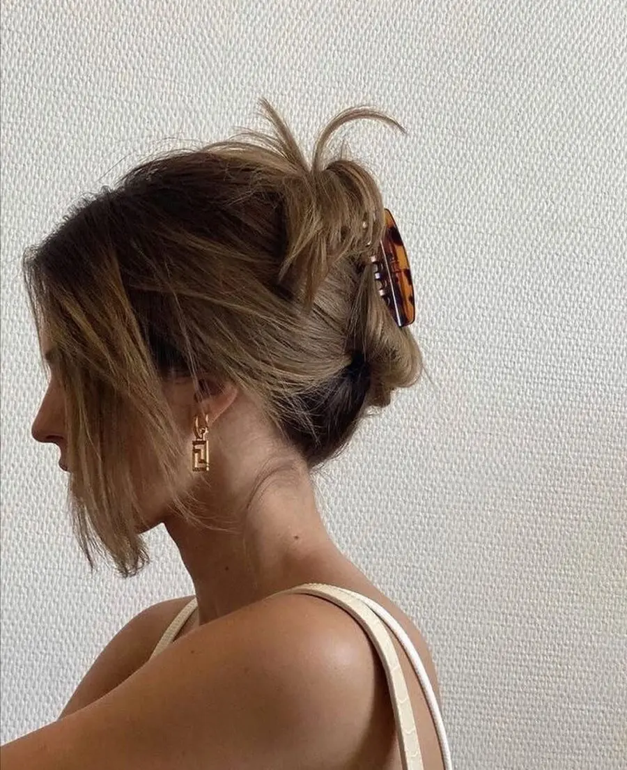 Sleek Updo with Tortoise Clip Charm