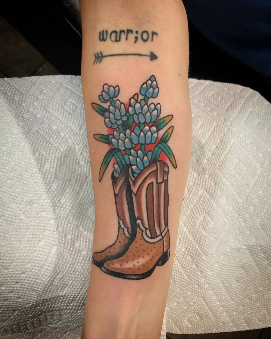 Colorful floral boots tattoo design inspiration