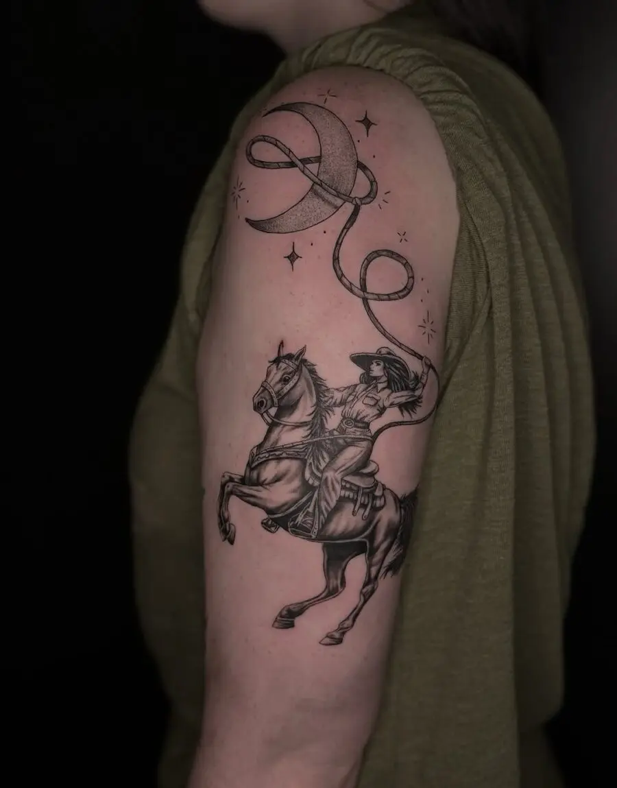 Empowered Country Girl Riding Under the Moon