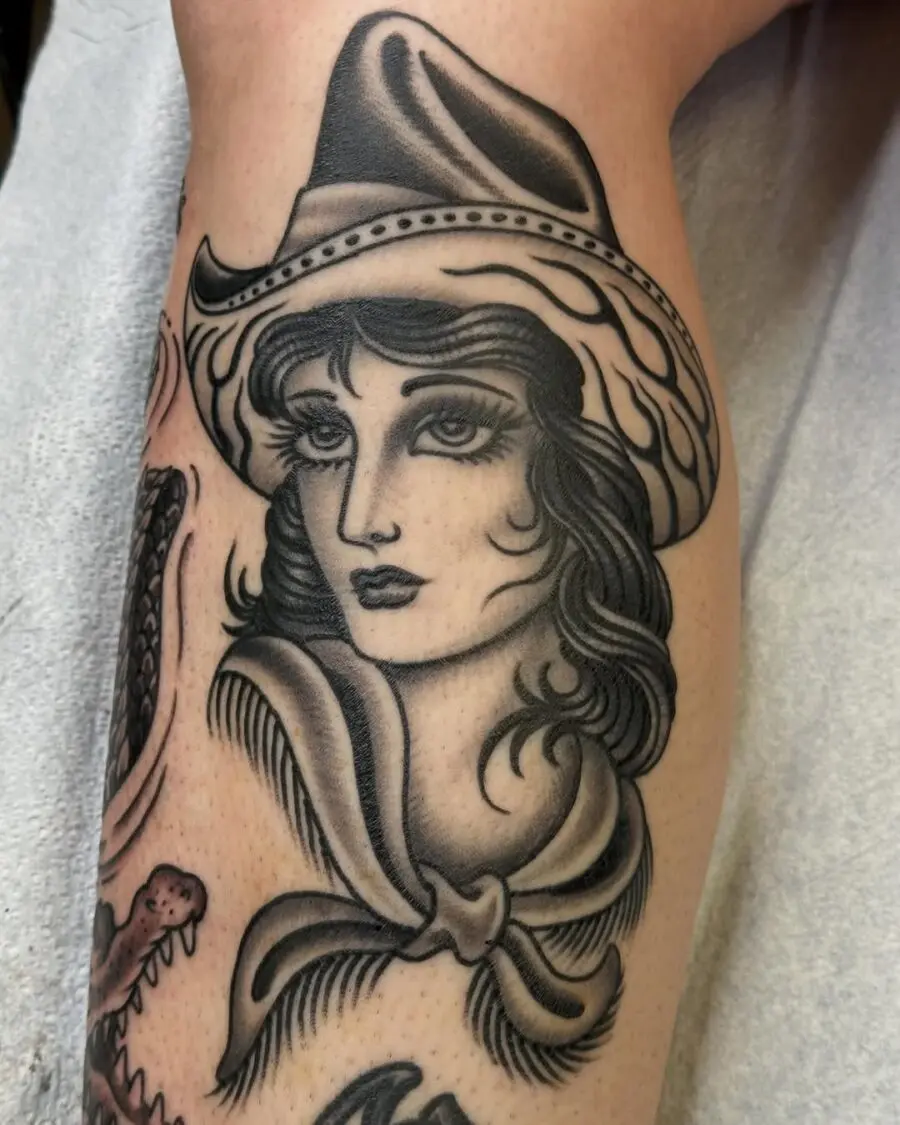 Classic vintage country girl tattoo design