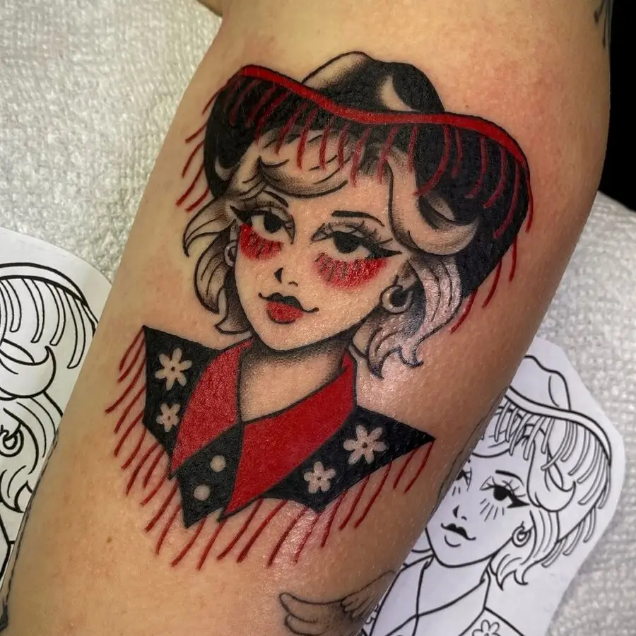 Stylish Western-Inspired Country Girl Tattoo