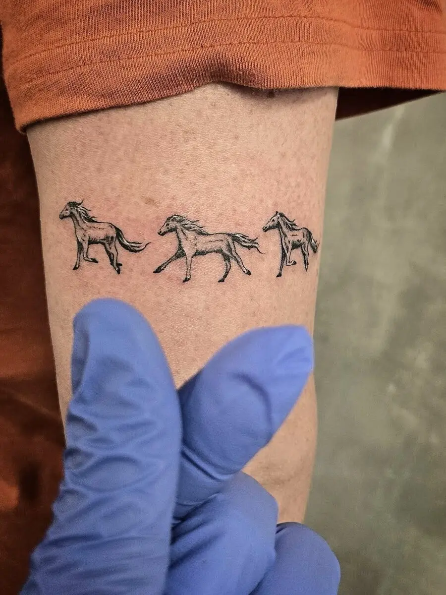 Elegant horse tattoo series in graceful motion