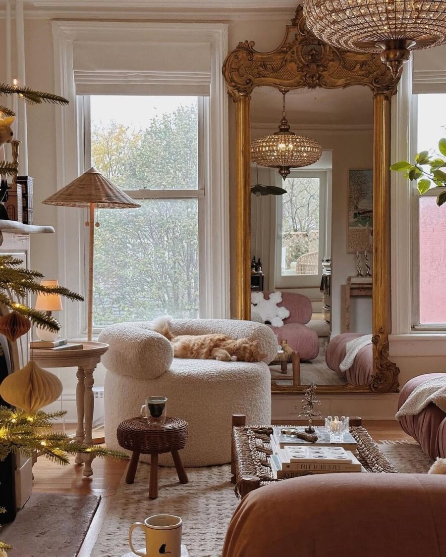 Elegant living space with soft textures and colors