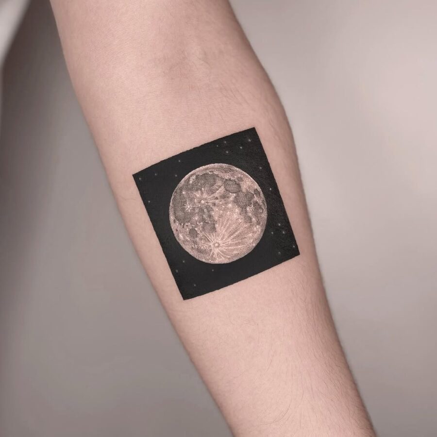 Stunning crescent moon tattoo with celestial vibe
