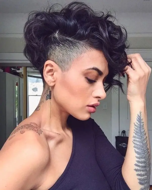 Edgy and playful curly undercut hairstyle