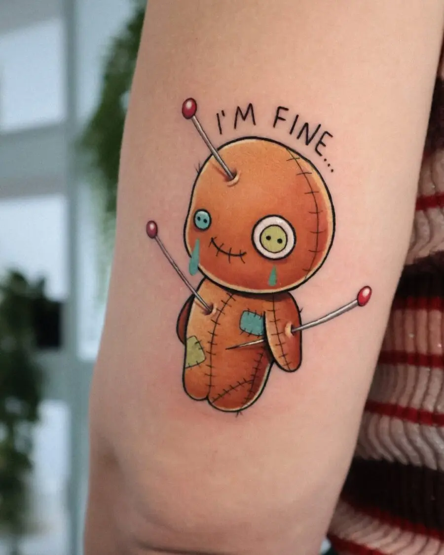 Whimsical voodoo doll for comic relief
