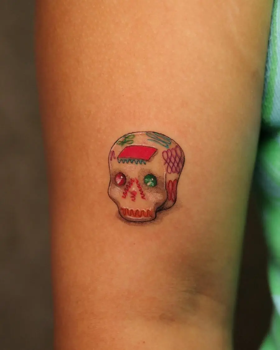 Vibrant Day of the Dead skull tattoo design