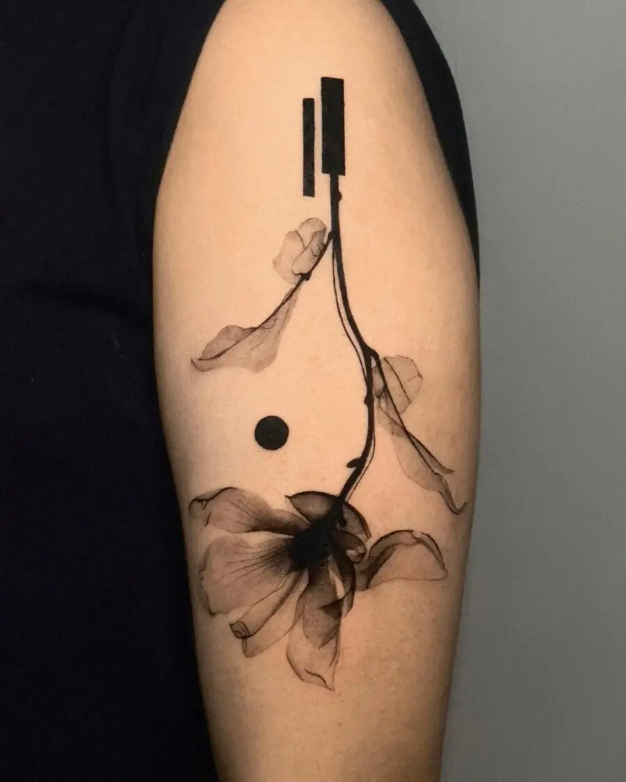 Artistic interpretation of death through floral ink