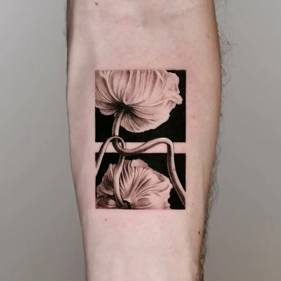 Intricate dead flower tattoo design and style