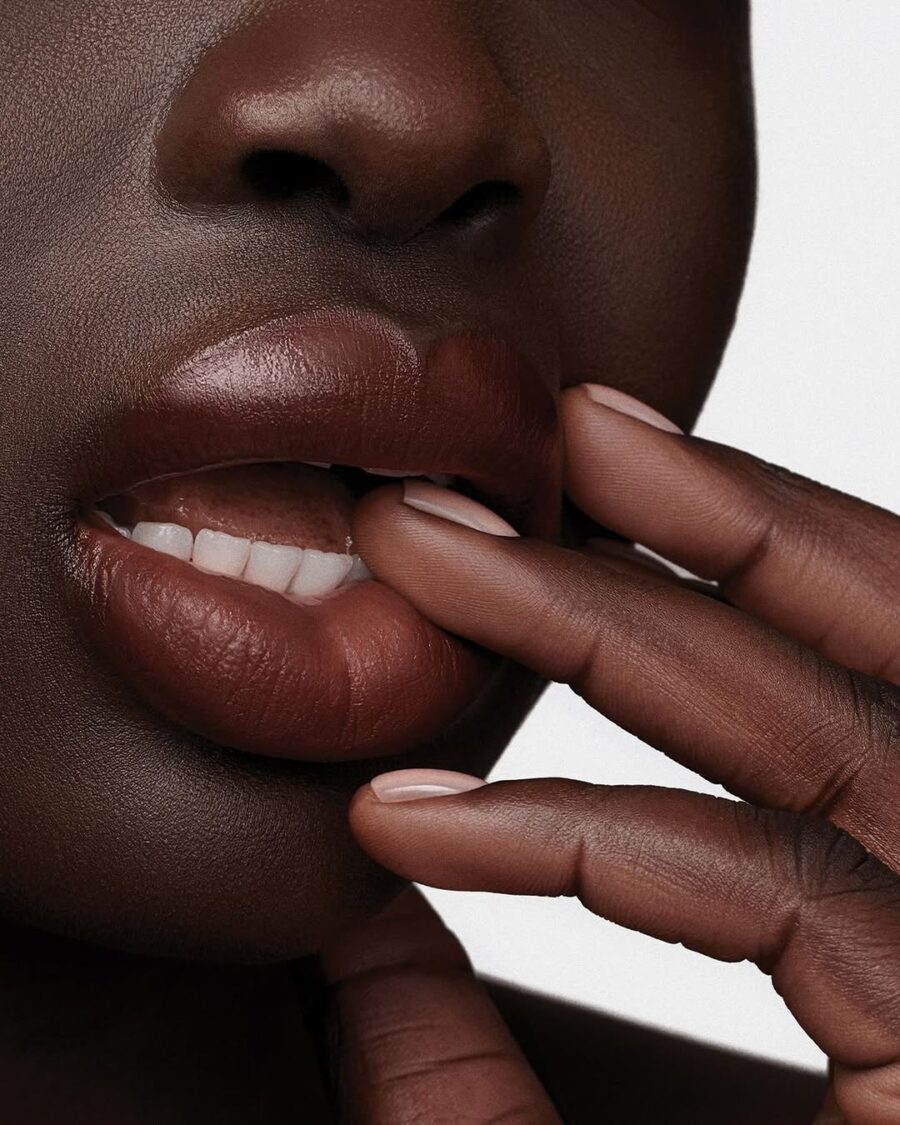 Rich deep brown lipstick for dark skin tones