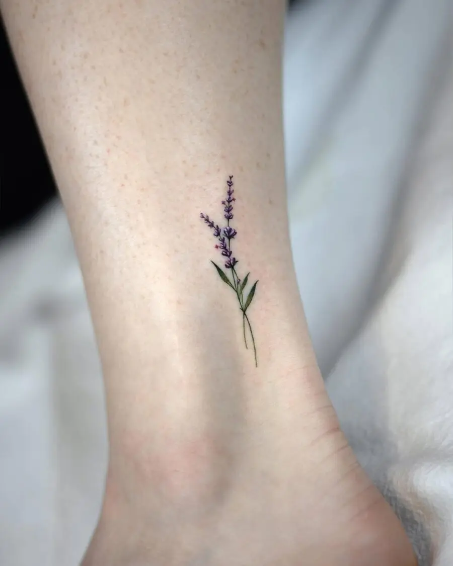 A subtle lavender tattoo for elegant vibes.