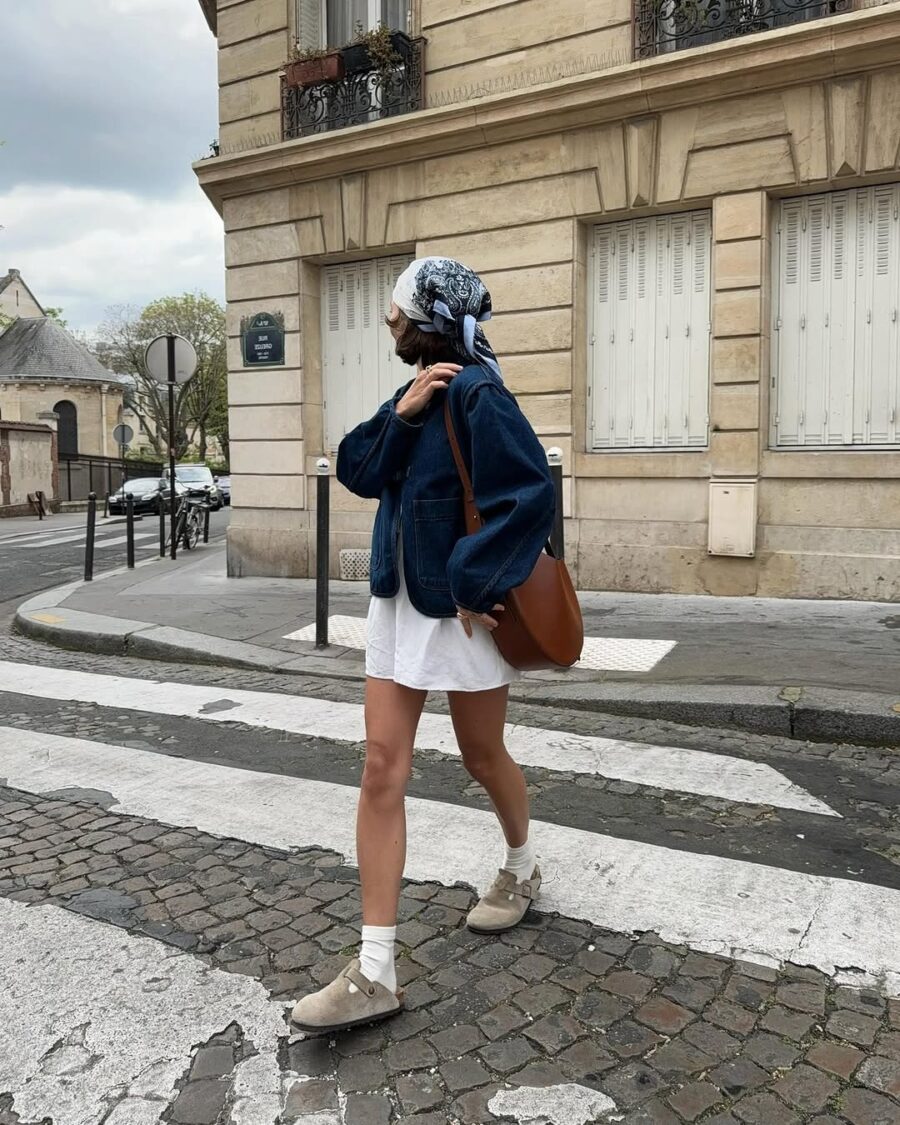 Chic Street Style with Denim Jacket and Dress