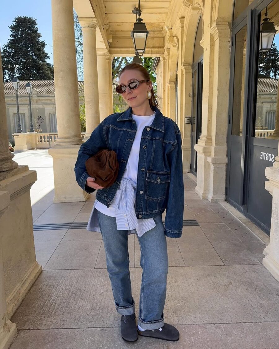 Chic casual look with denim jacket and jeans
