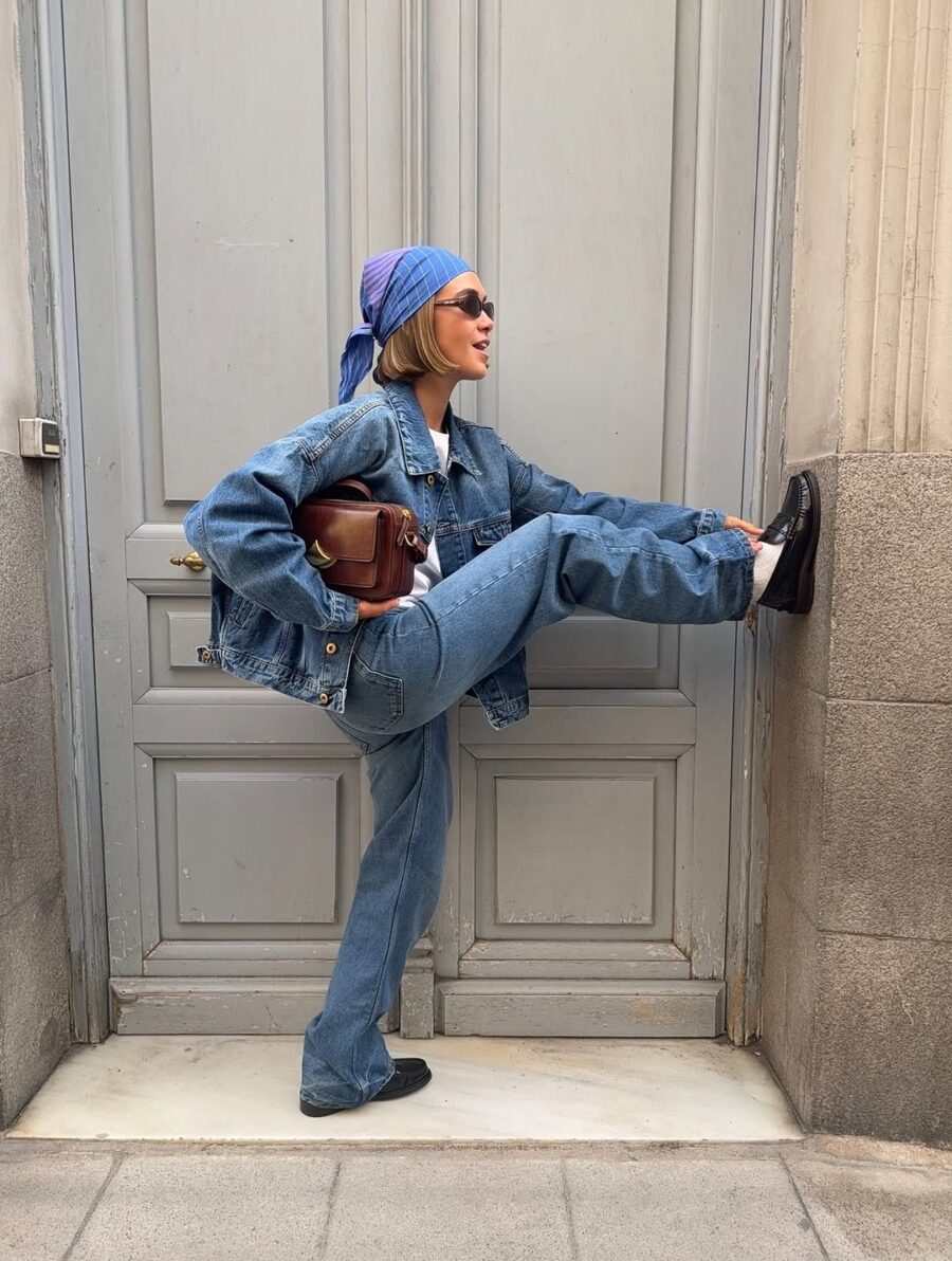 Chic denim jacket outfit for street style