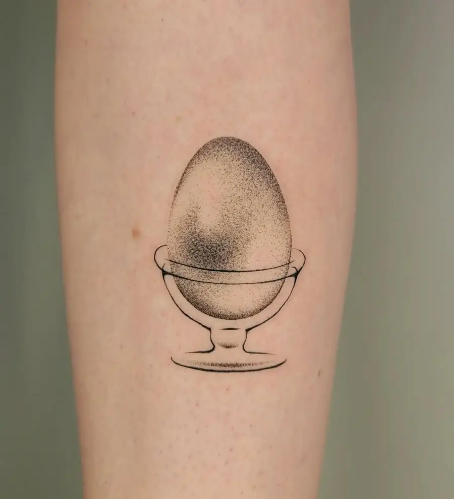 Minimalist Egg Tattoo in a Bowl