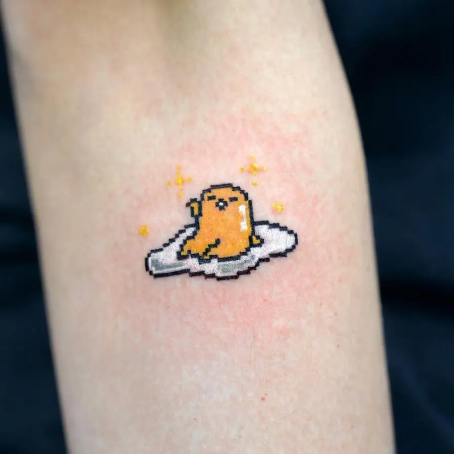 Charming pixel art egg tattoo design