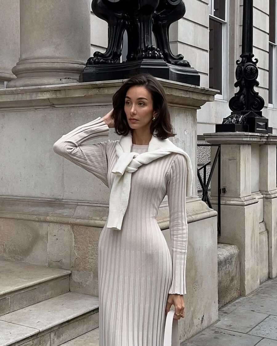 Chic long dress styled for effortless elegance
