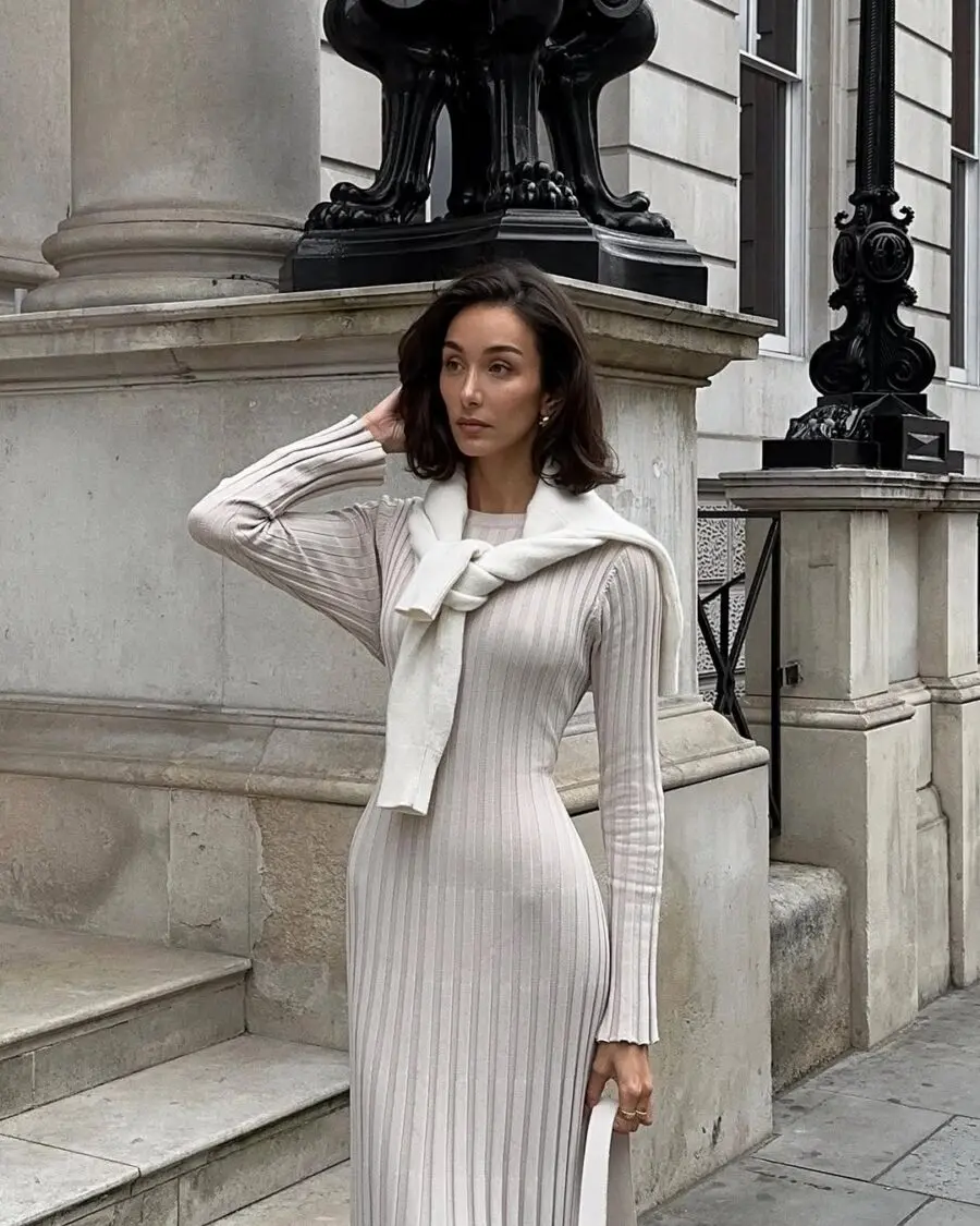Chic long dress styled for effortless elegance