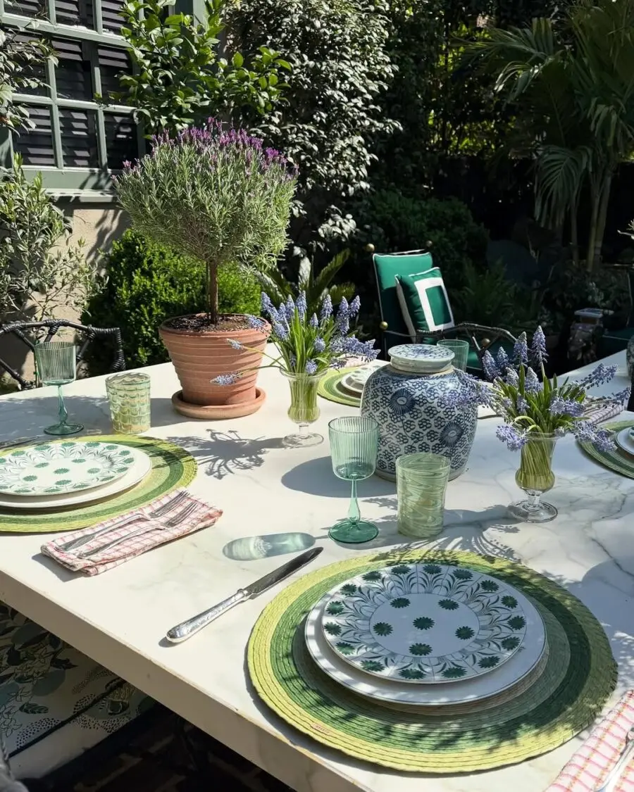 Charming outdoor table with elegant decor accents