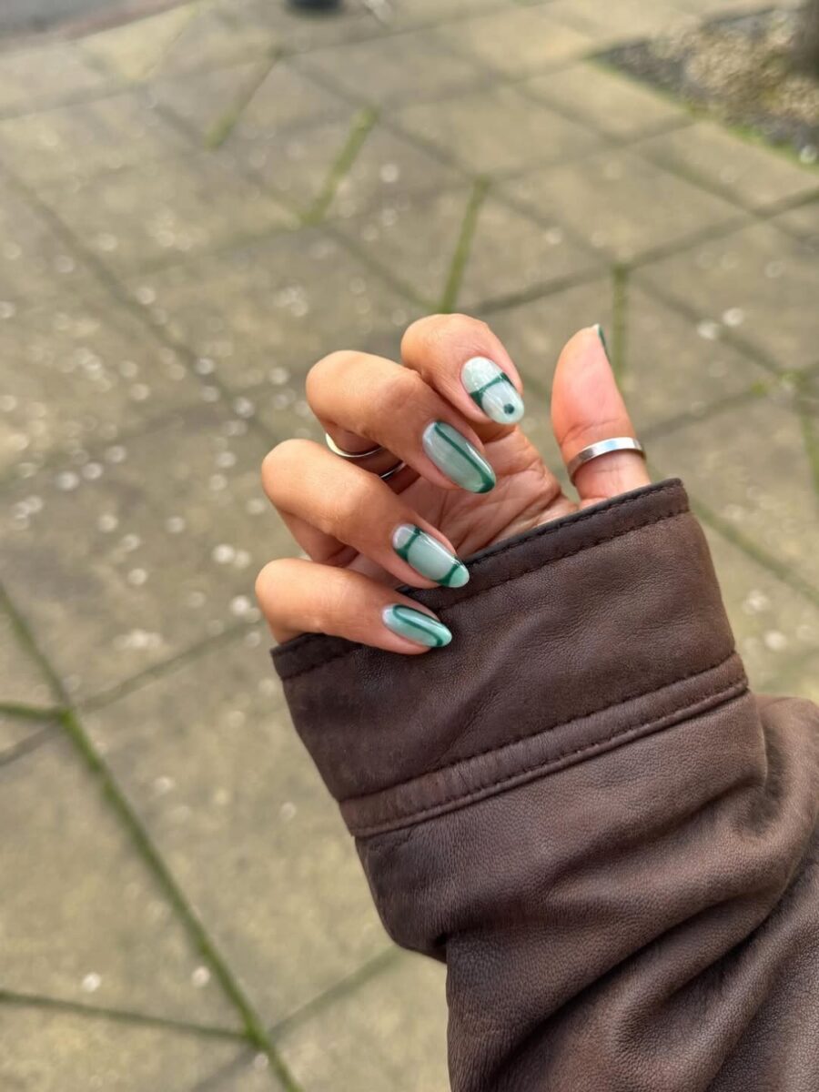 Stylish Festival Nails with Green Accents