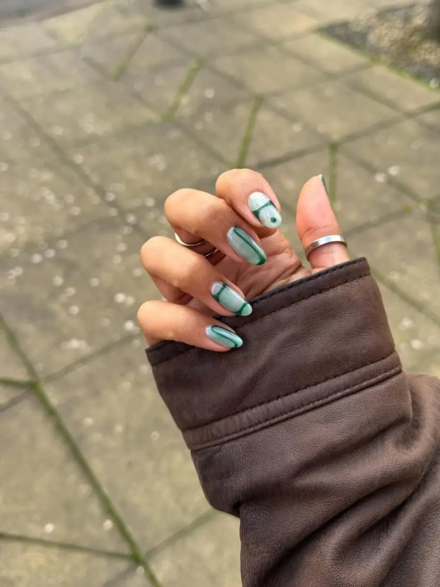 Stylish Festival Nails with Green Accents