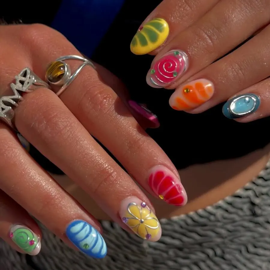 Vibrant Floral Designs for Festival Nails
