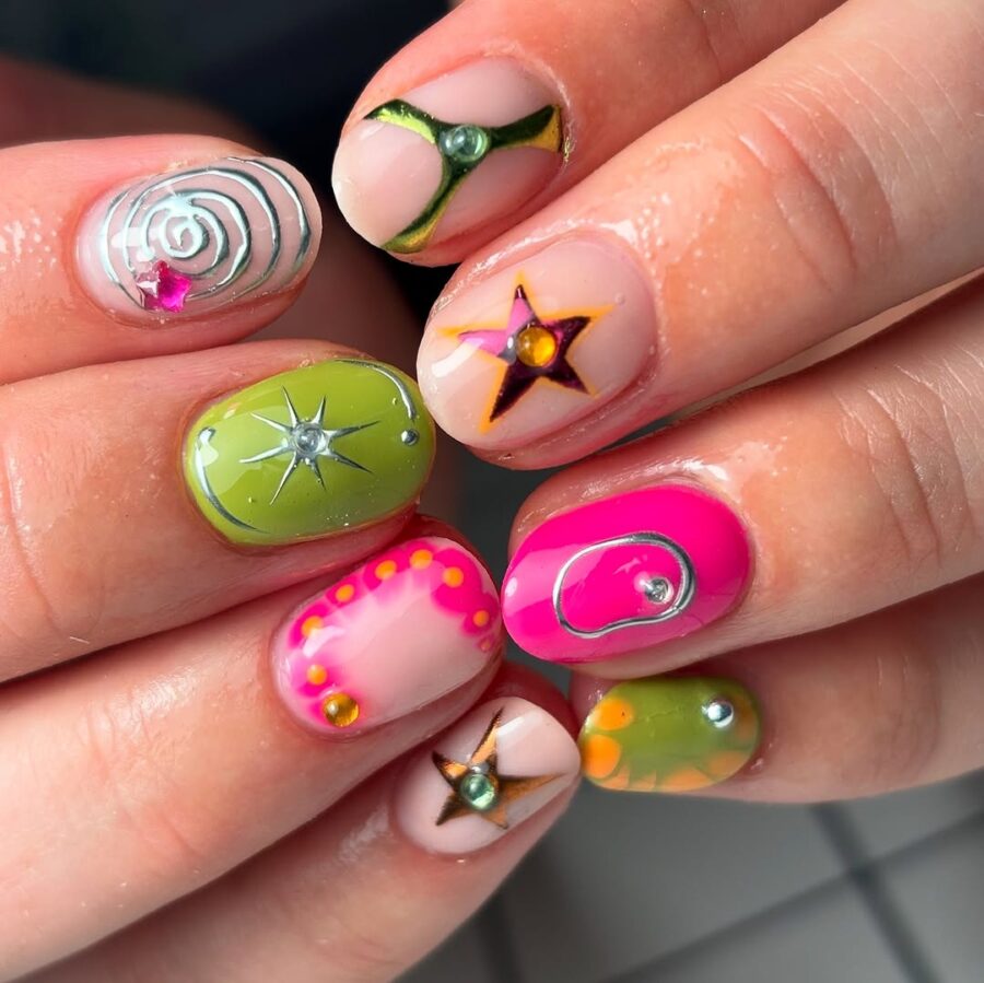 Vibrant Festival Nails with Unique Designs