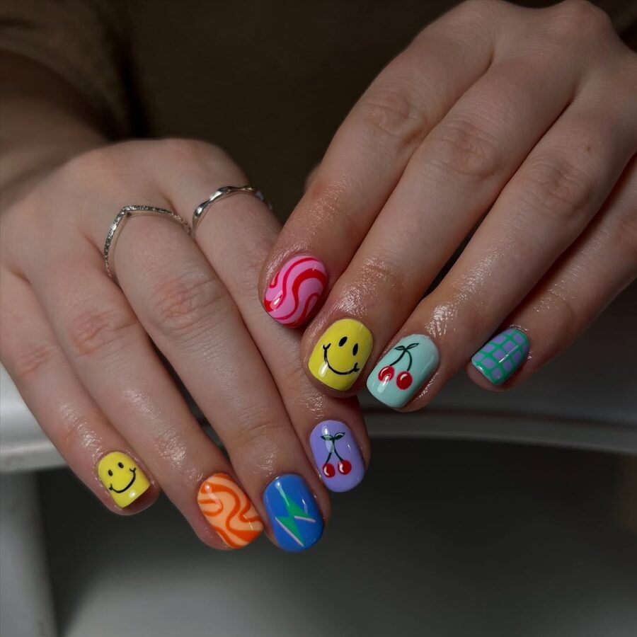 Bright and playful nails for festival fun