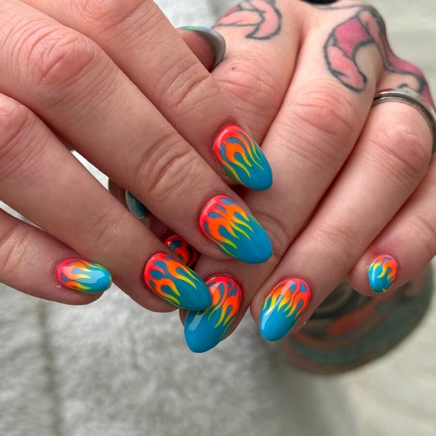 Vibrant flame design for festival vibes