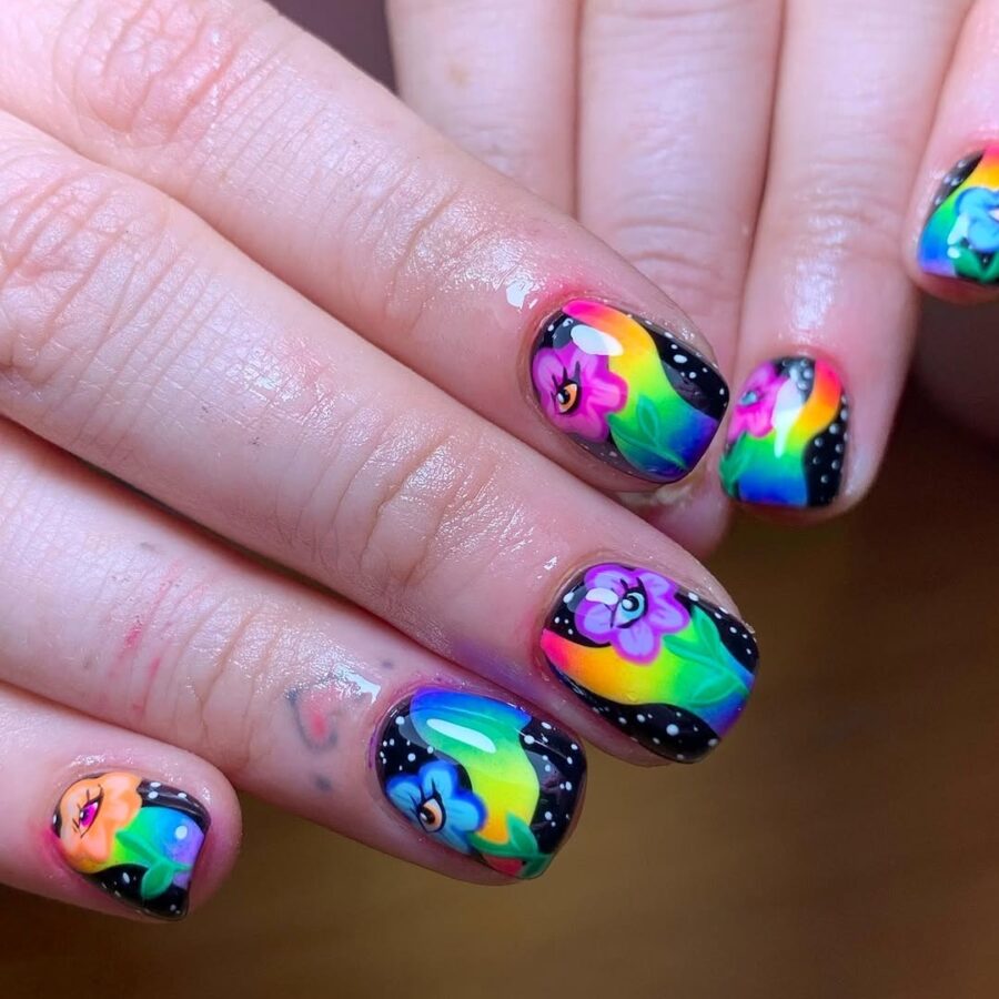 Vibrant floral festival nail art design