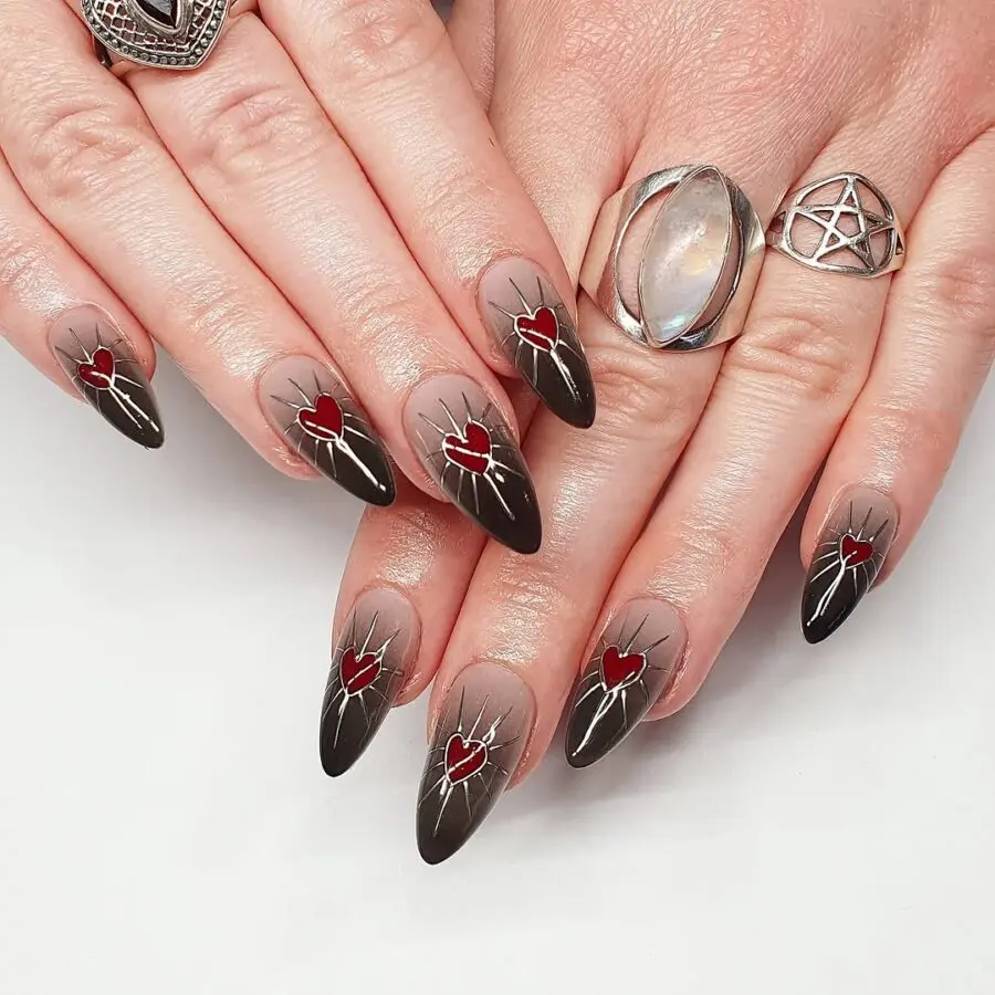 Stylish Ombre Nails with Heart Accents