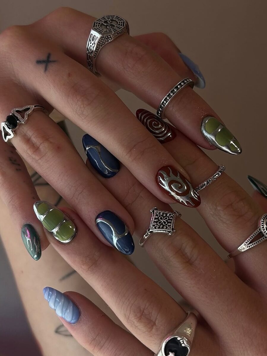 Bold and colorful festival nail art designs