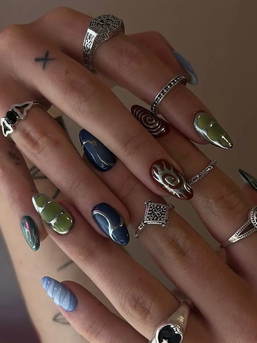 Bold and colorful festival nail art designs