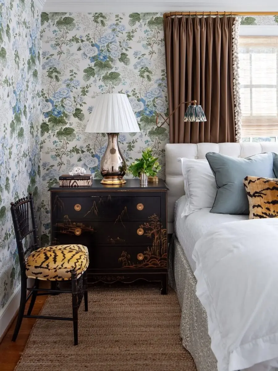 Chic floral accents in a cozy bedroom