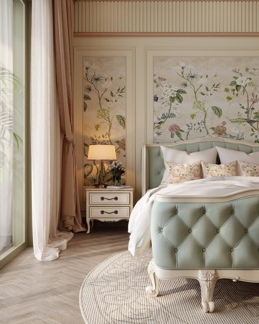 Chic Mint Green Floral Bedroom Decor