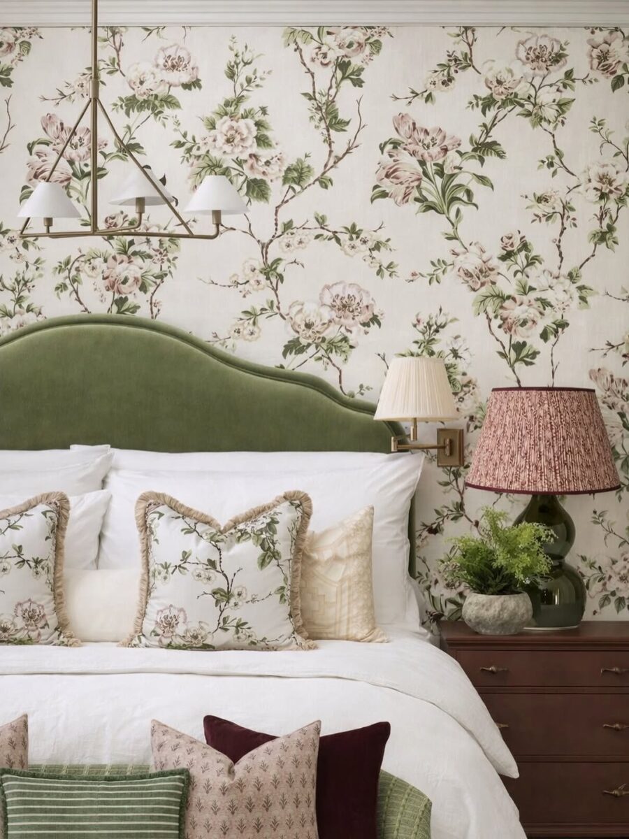 Charming floral accents in serene bedroom space