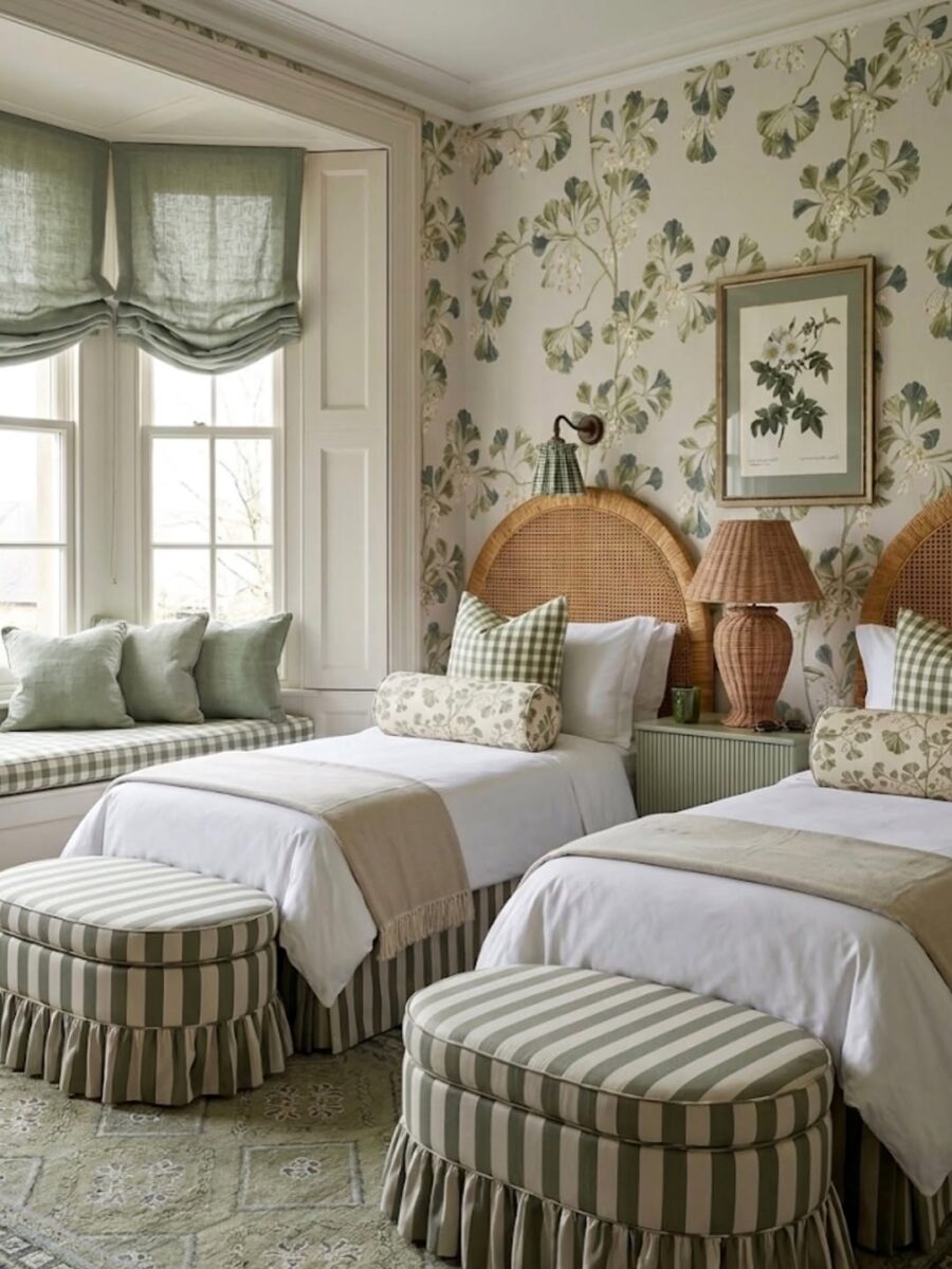 Charming floral bedroom with serene vibes