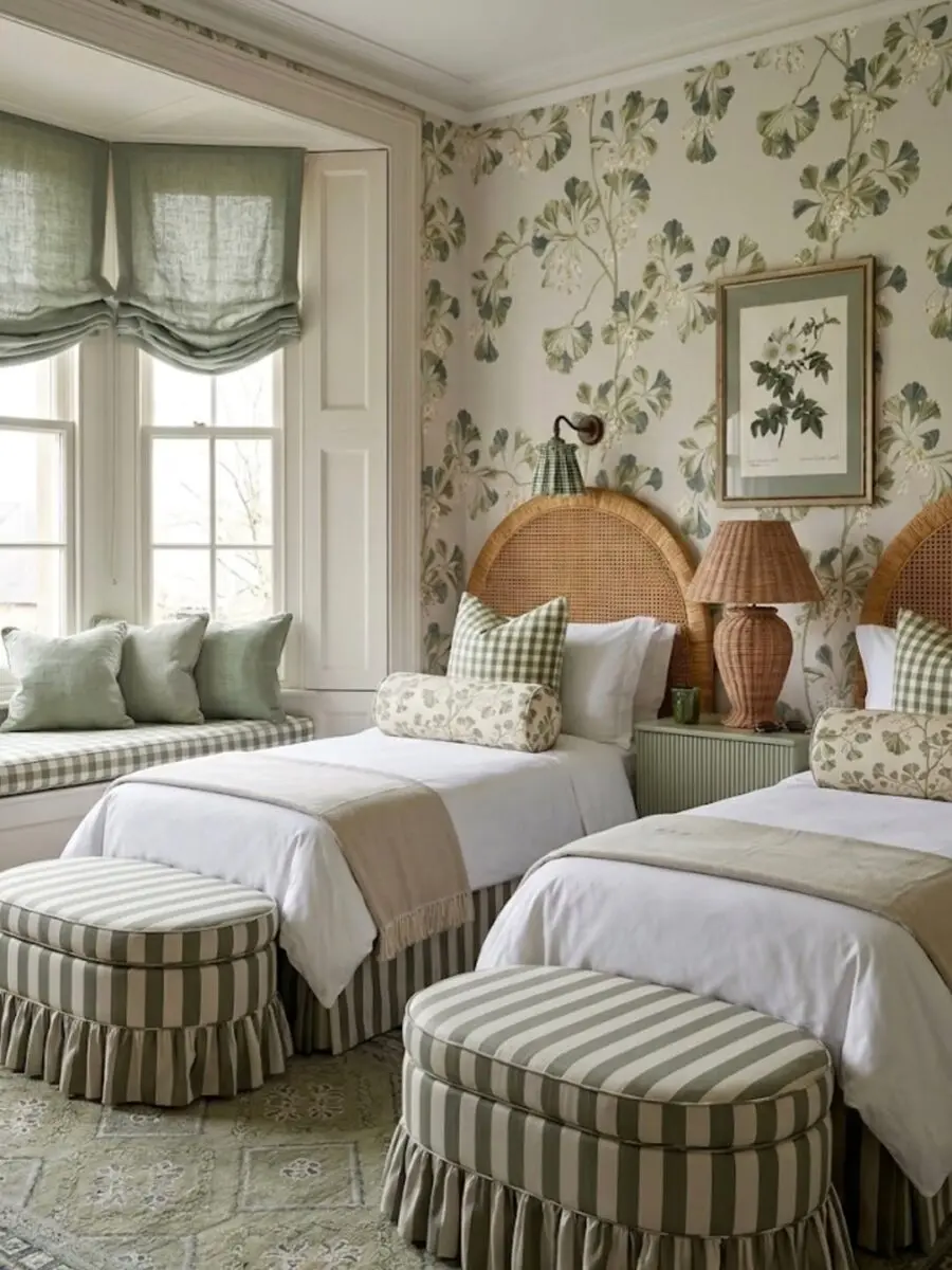 Charming floral bedroom with serene vibes