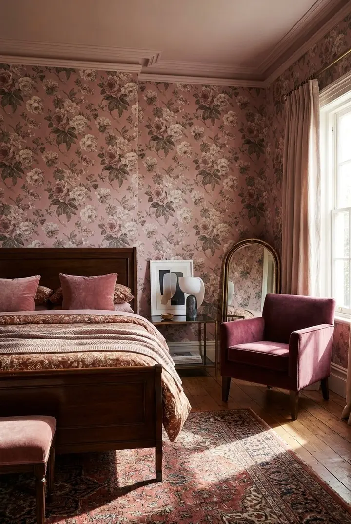 Charming floral bedroom with vintage elegance