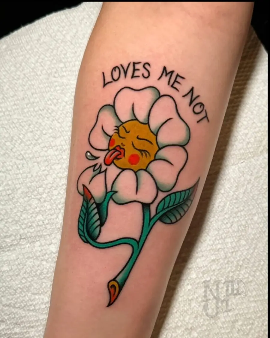 Charming floral tattoo with playful expression