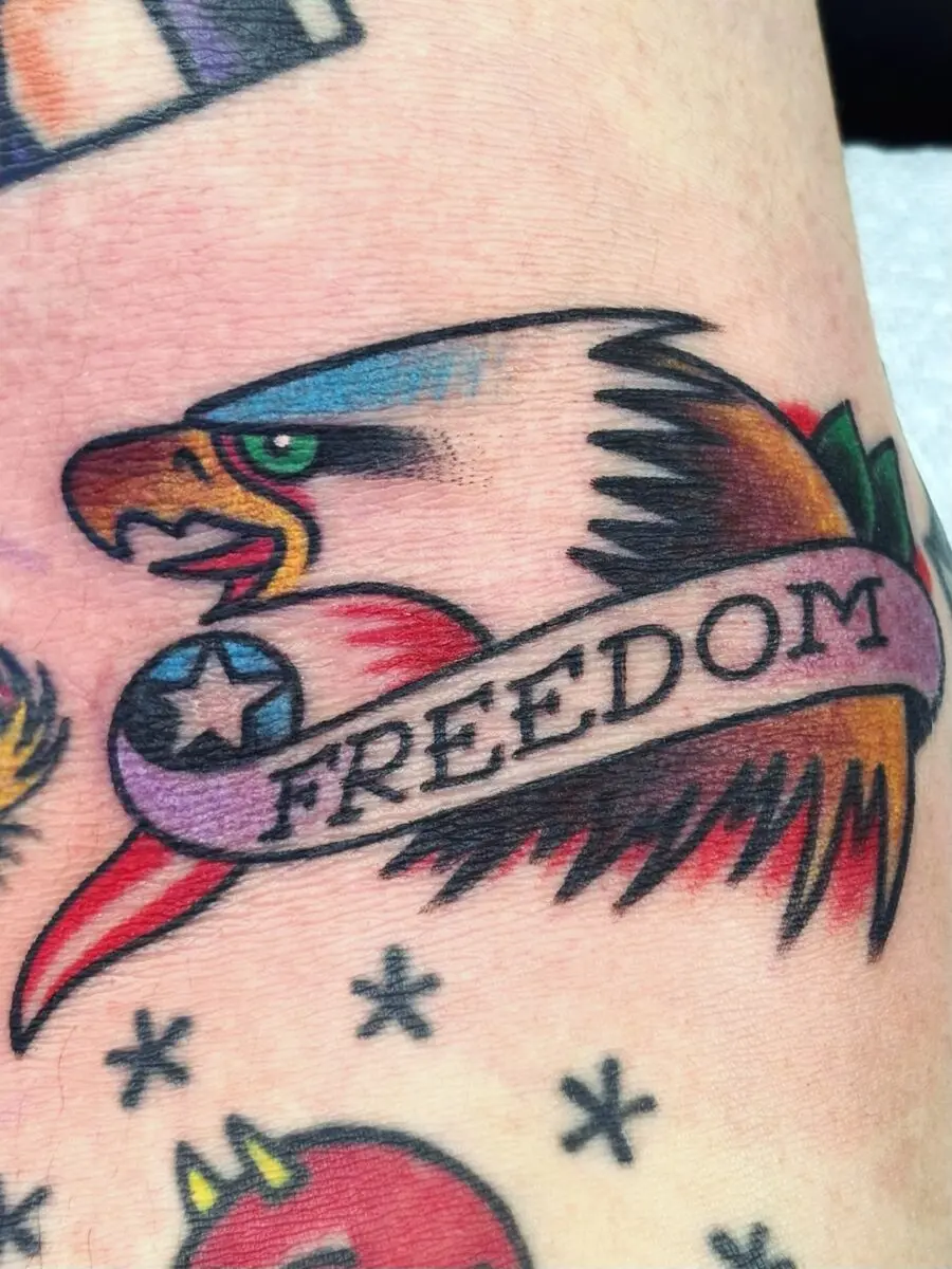 Vibrant Eagle Tattoo Symbolizing Freedom