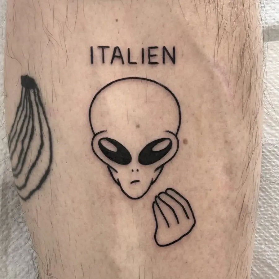 Humorous Alien Tattoo with a Twist